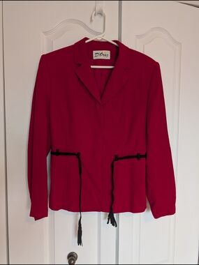 Women's Raspberry Red Blazer with Black Trim